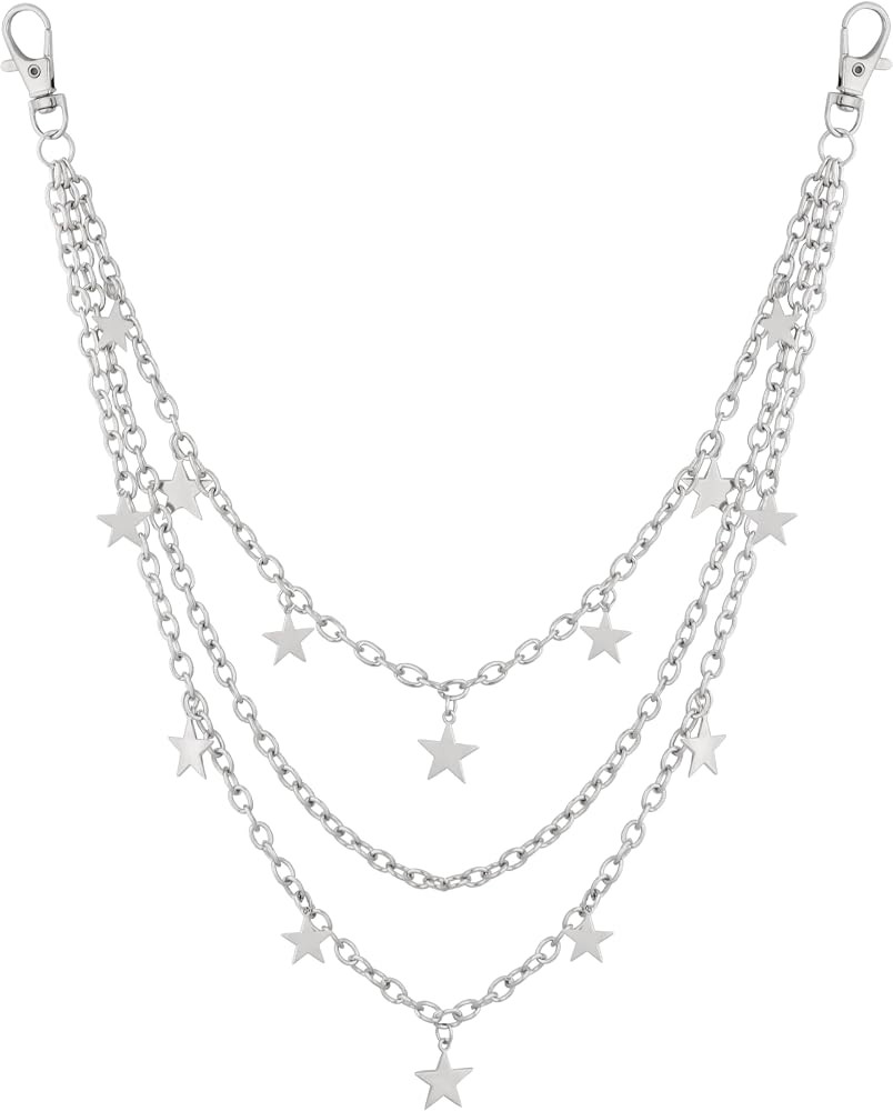 Gothic Emo Punk Silver-tone Layered Star Pants Chain, Wallet Belt Chain | Amazon (US)