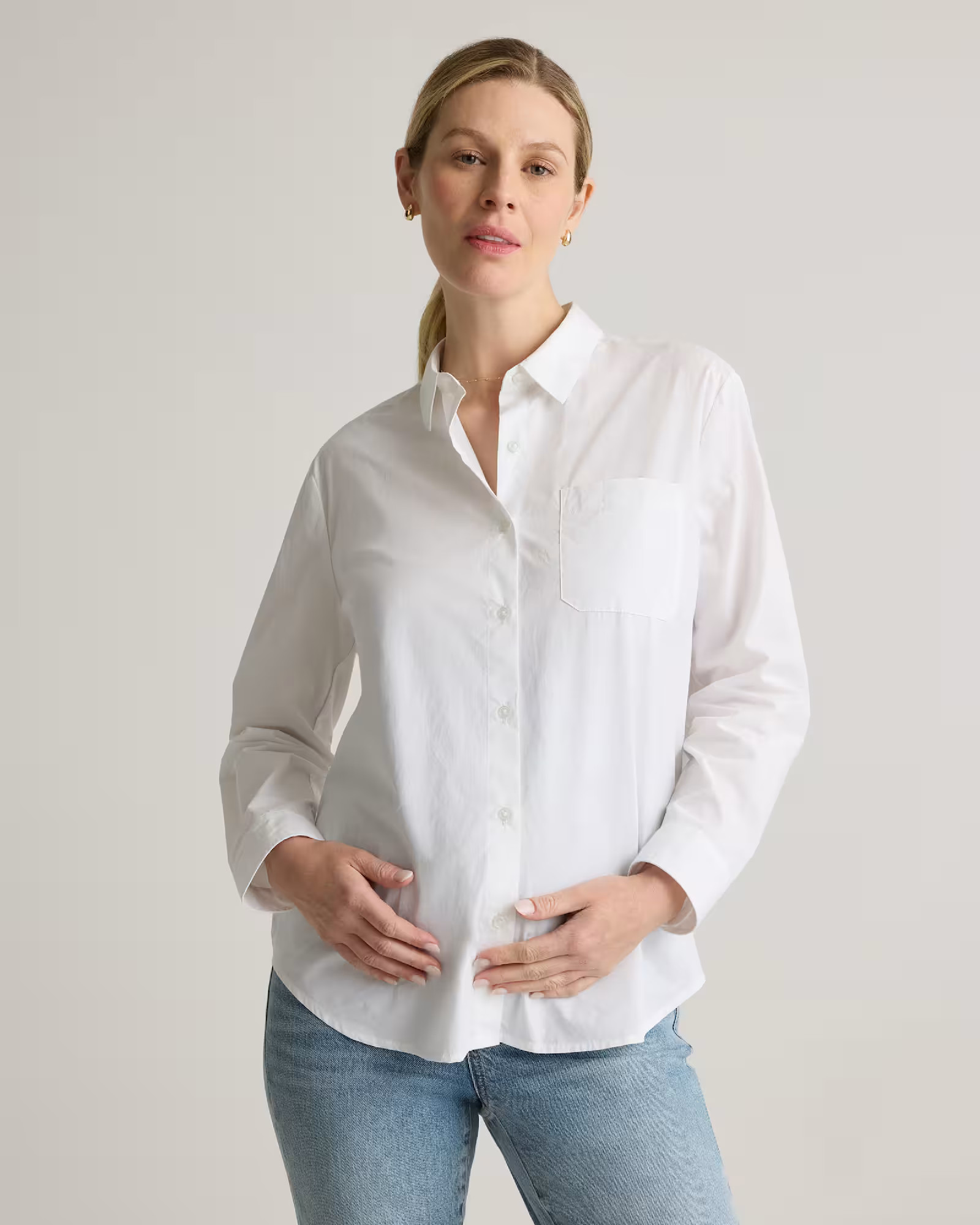 Organic Cotton Poplin Maternity & Nursing Button-Down Shirt | Quince