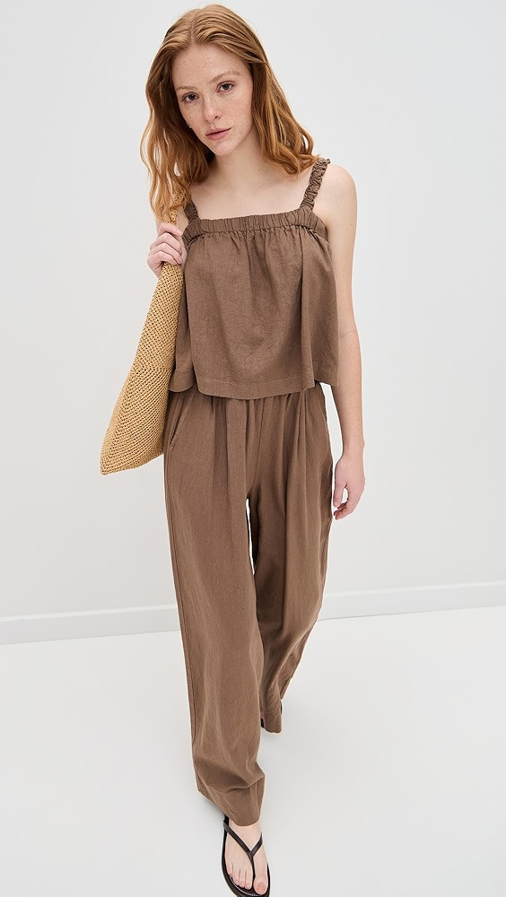 Stateside Linen Ruched Shoulder Tank | Shopbop | Shopbop