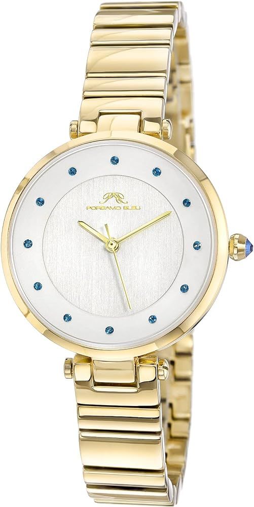Porsamo Bleu Luxury Lilian Gold Tone & Blue Stainless Steel Women's Watch 1061BLIS | Amazon (US)