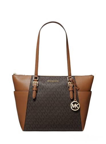 Michael Kors Large Leather Top Zip Tote Bag (Brown Acorn) | Amazon (US)