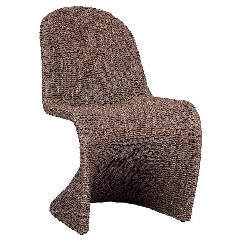 Ivanna Coastal Beach Dark Brown Woven Wicker Outdoor Dining Chair | Kathy Kuo Home