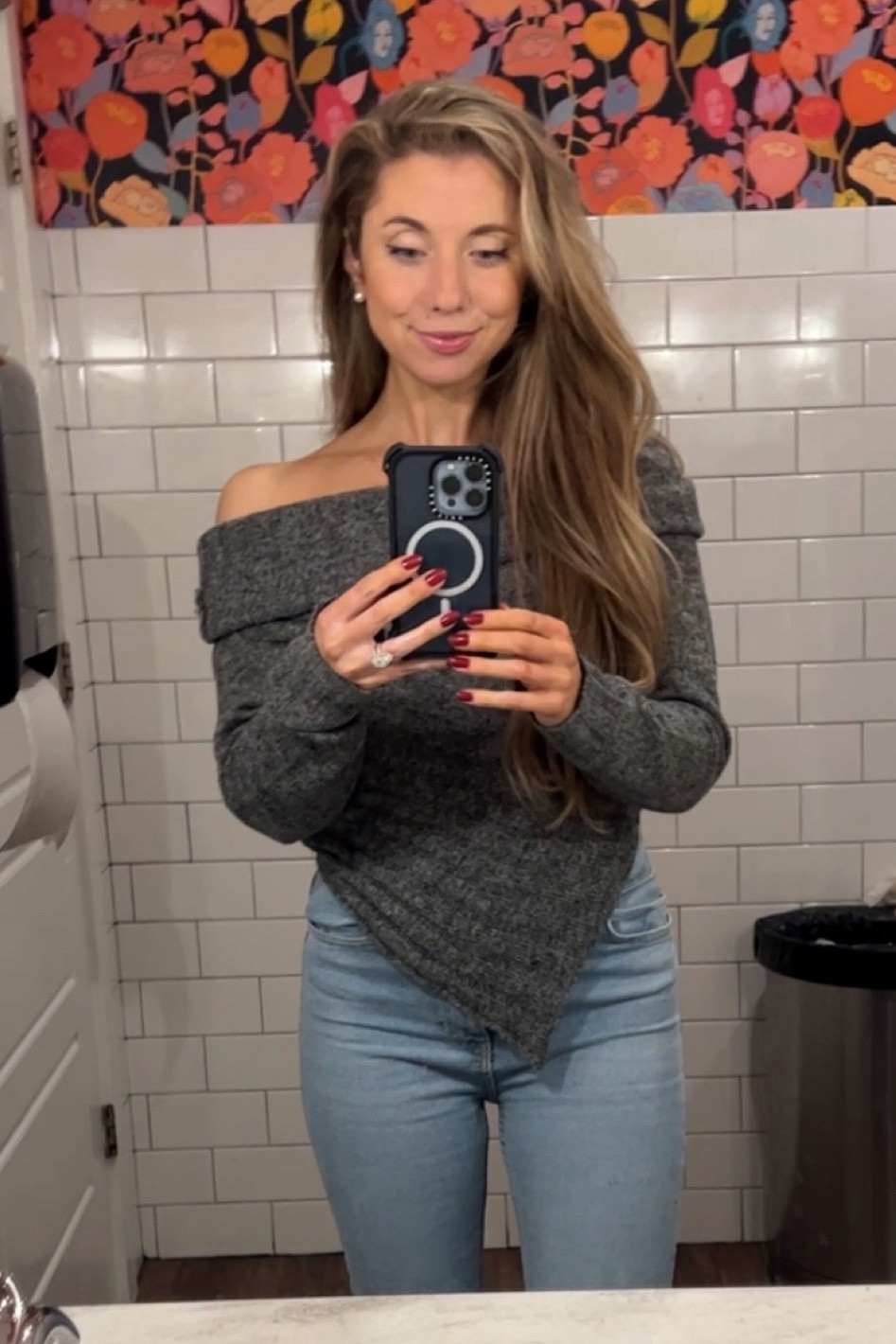 I live for off the shoulder sweaters 🙌🏼 the perfect girls night/date night outfit for winter ❄️ hair styled by the Dyson Airwrap #abercrombie #lineanddot #airwrap #jeansandsweater 

#LTKstyletip #LTKSeasonal #LTKbeauty