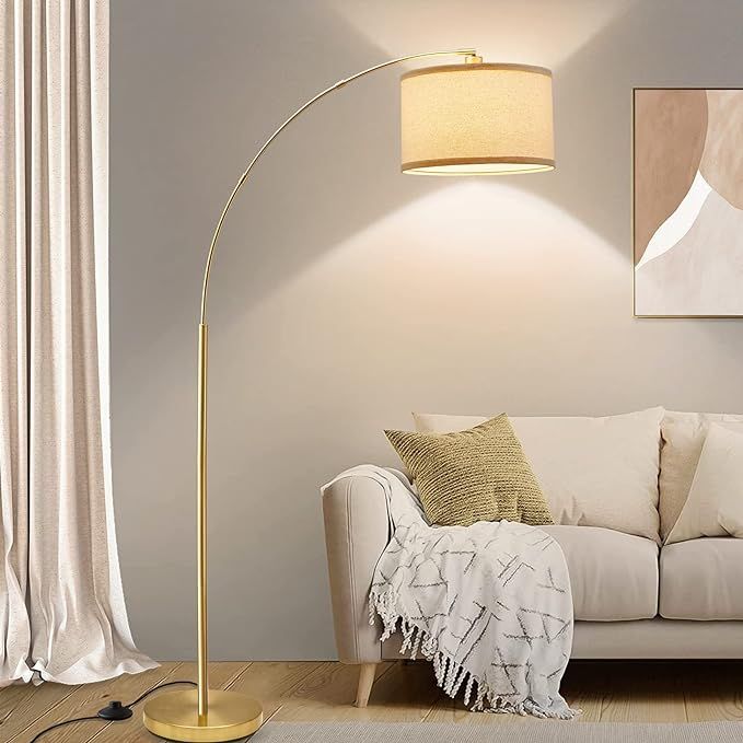 Arc Floor Lamps for Living Room, Gold Modern Floor Lamp, Tall Pole Lamp with Foot Switch, Adjusta... | Amazon (US)