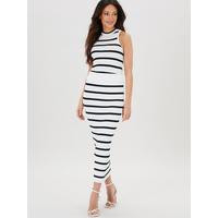 Michelle Keegan Stripe Co-Ord Knitted Midi Skirt - White/Black | Very (UK)