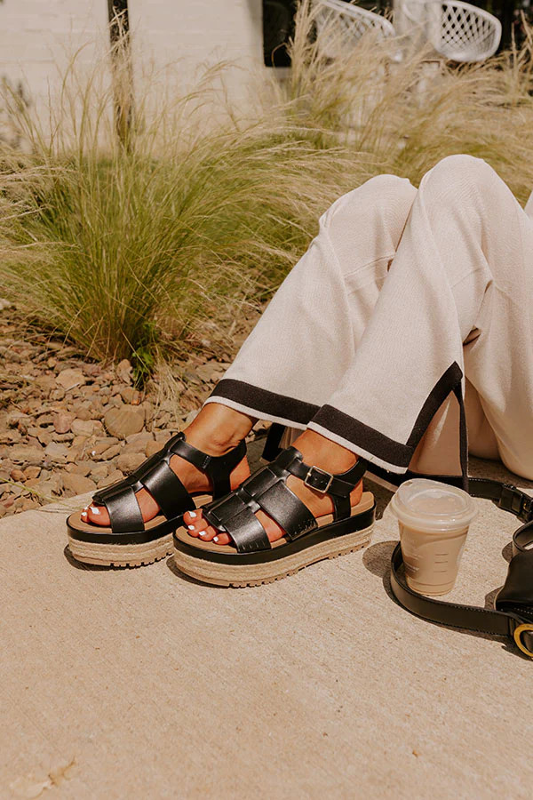 The Frankie Faux Leather Espadrille in Black | Impressions Online Boutique