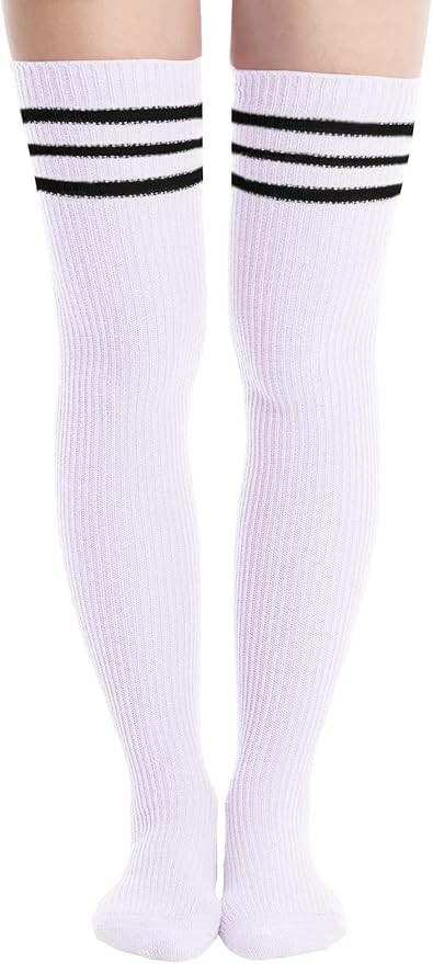 Abodhu Womens Thigh High Socks, Over Knee Socks for Women, Striped Knit Long Tall Stockings, Cosp... | Amazon (US)