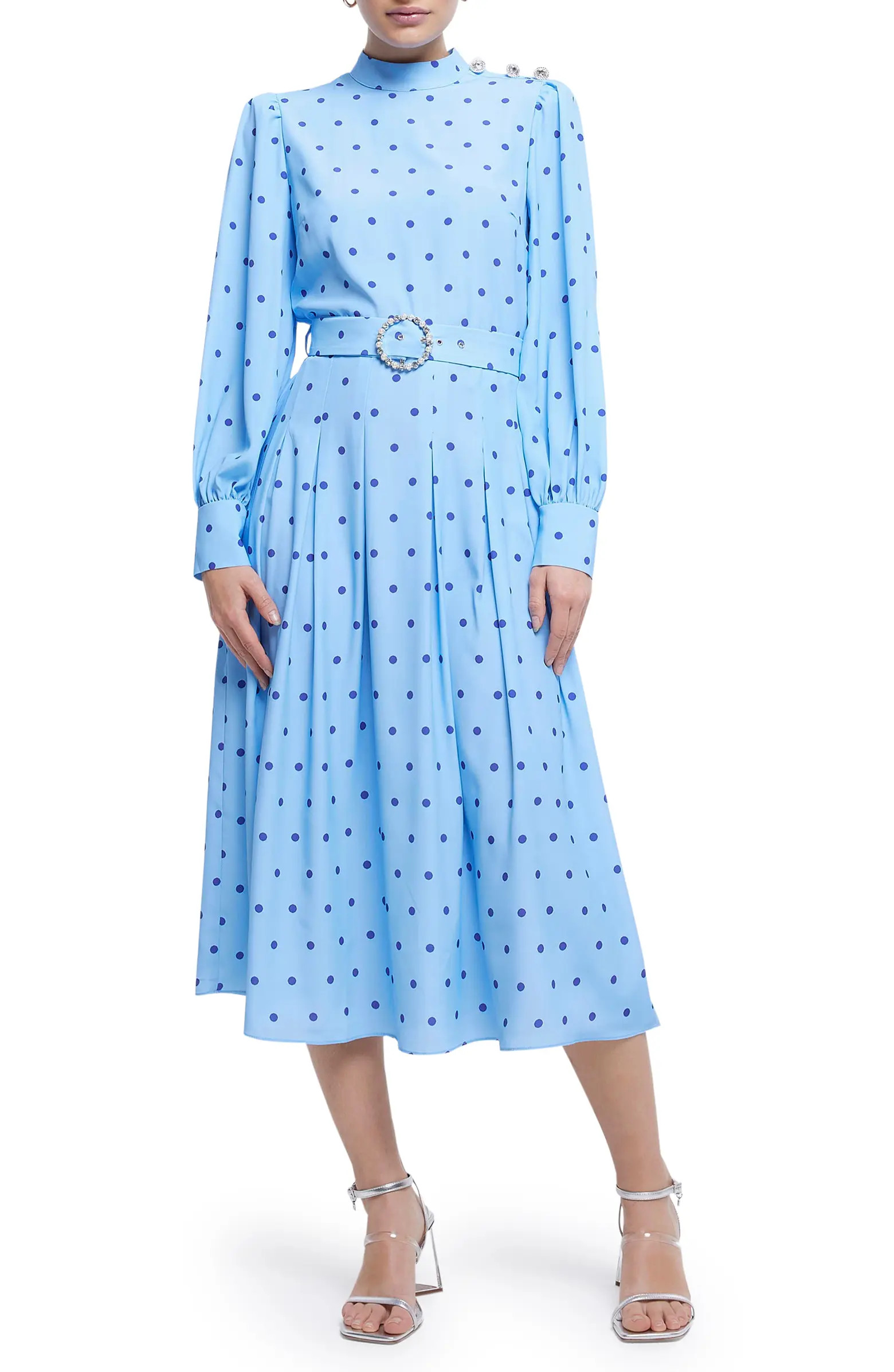 Polka Dot Belted Long Sleeve Dress | Nordstrom