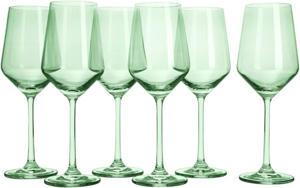 Green Colored Wine Glass Set, 12oz, Set of 6 - Wedding Mint Green, Gift, Baby Shower Gender Revea... | Amazon (US)