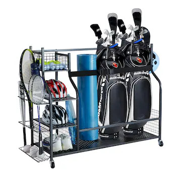VEVOR Golf Storage Garage Organizer  3 Golf Bag Stand Holder and Other Sports Equipment Storage R... | Lowe's