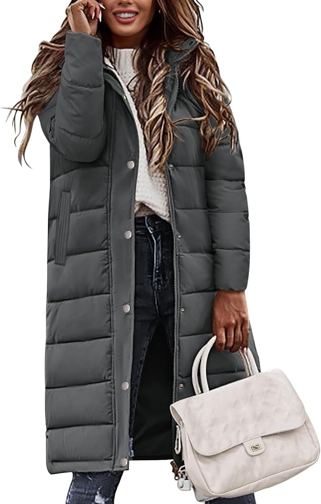 HEEKPEK Womens Winter Long Puffer Coats Thicken Warm Quilted Jacket Mid-Length with Side Zipper a... | Amazon (US)