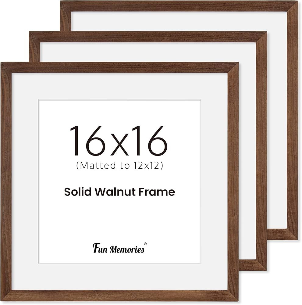 16x16 Picture Frame, USA-Sourced Natural Walnut Wood Photo Frame with Tempered Glass, Square 16x1... | Amazon (US)