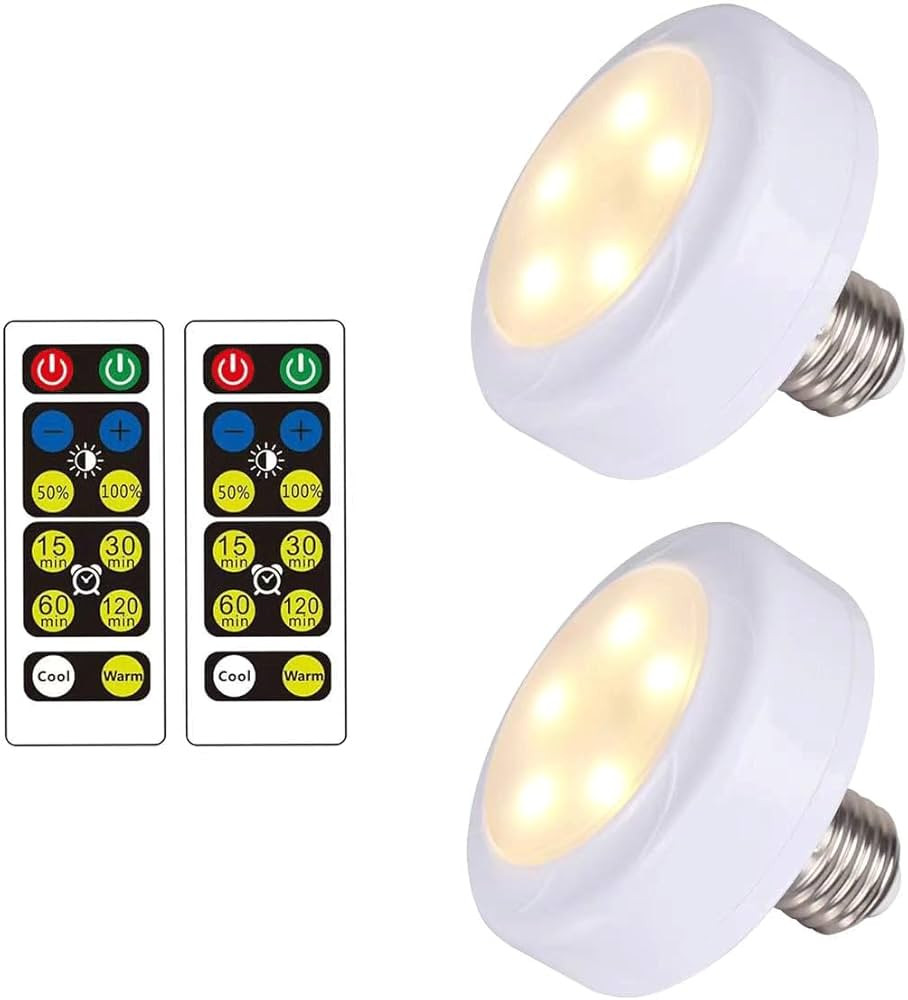 2 Pack Battery Operated Light Bulbs for Lamps with Remote,Replacement AA Bulbs,Battery Powered LE... | Amazon (US)