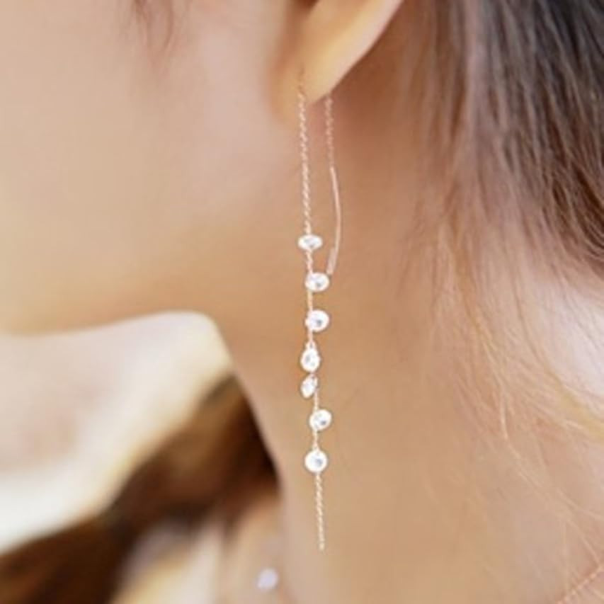 SLUYNZ 925 Sterling Silver Sparkling CZ Droplet Dangle Earrings for Women Teen Girls Elegant Long Th | Amazon (US)