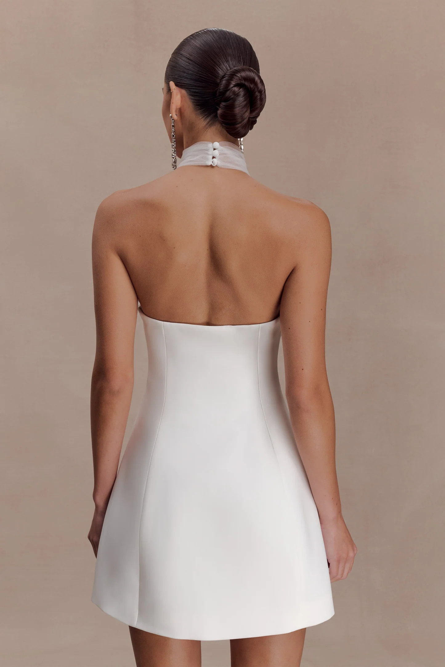 Riley Halter Suiting Mini Dress - Ivory | Meshki UK