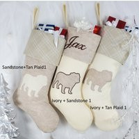 English Bulldog Christmas Stocking, Dog Stocking. Stocking Size 8.5"" Cuff, 12"" Foot, 20'' Tall | Etsy (US)
