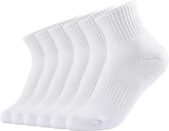 LO SHOKIM Athletic Socks Women Ankle Cushioned Running Socks 6 Pairs Thick Cotton Sports Socks | Amazon (US)