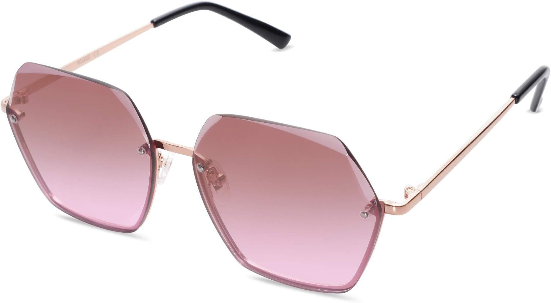 SOJOS Fashion Hexagonal Square Large Sunglasses for Women Diamond Cutting Lens SJ1148 | Amazon (US)