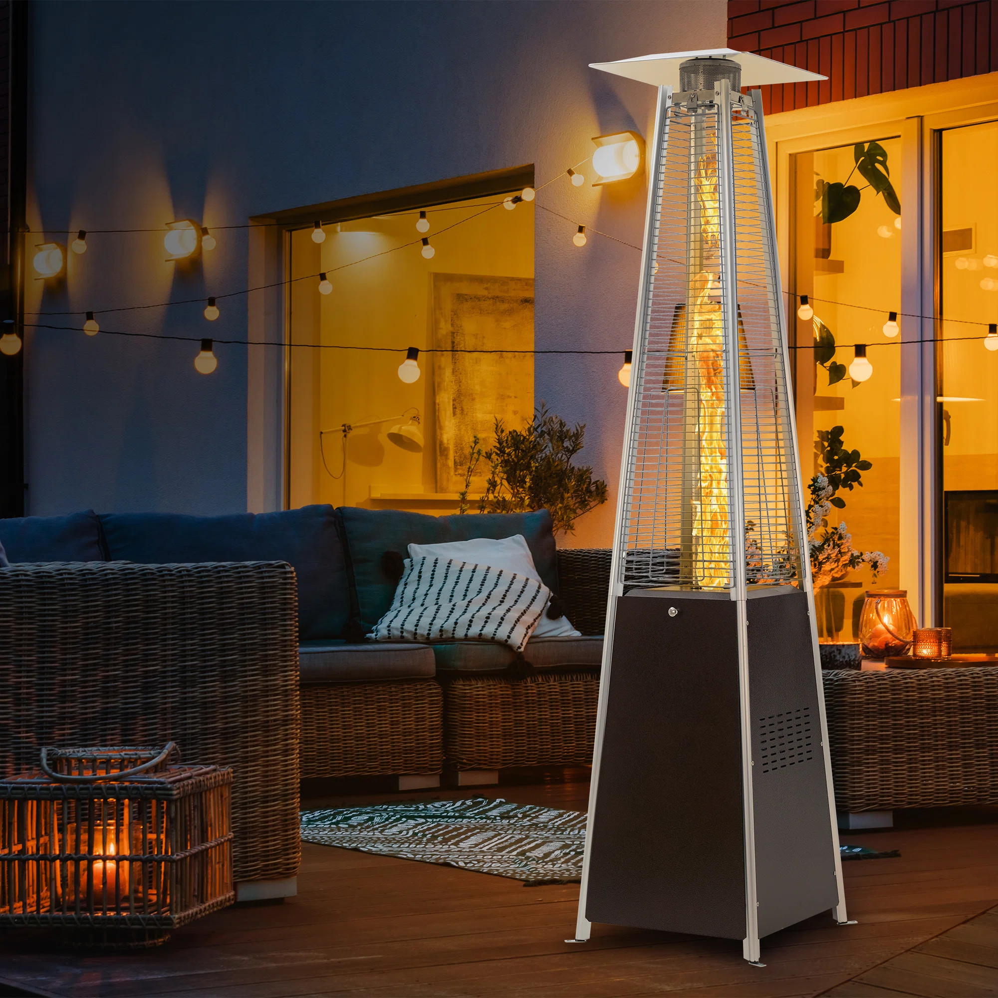 FOOWIN Pyramid Flame 48000 BTU Propane Standing Patio Heater & Reviews | Wayfair | Wayfair North America