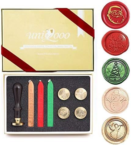 UNIQOOO Christmas Wax Seal Stamp Kit, Wax Stamp Gift Box Set - Merry Christmas, Santa Claus, Xmas... | Amazon (US)