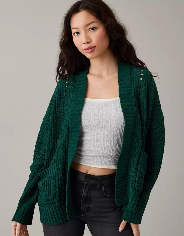 AE Slouchy Chenille Cardigan | American Eagle Outfitters (US & CA)