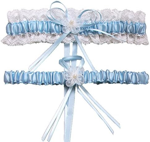Rimobul 2 Pieces Wedding Garters Lace Bridal Garter Faux Pearls Garter for Bride with Toss Away - Li | Amazon (US)