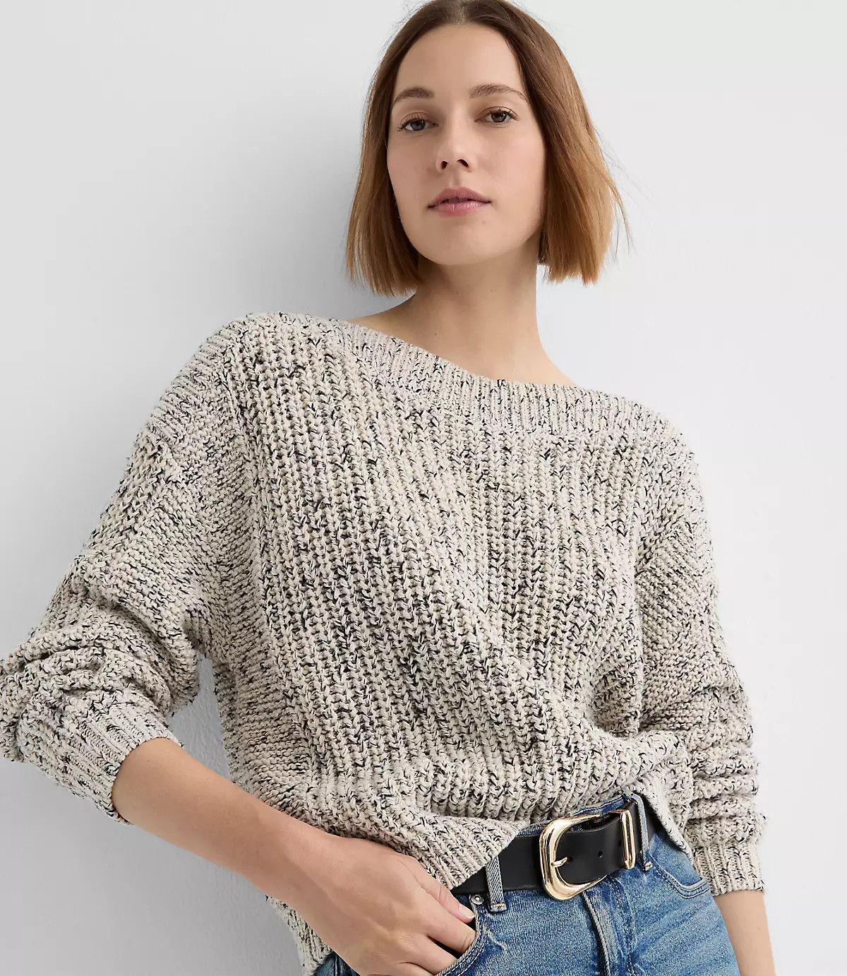 Marled Chunky Ribbed Sweater | LOFT