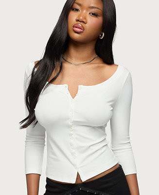 Edikted Women's Iklara Button Up Top - Macy's | Macy's