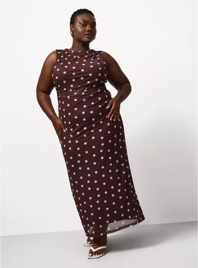 Buy Brown Polka Dot Print Sleeveless Midaxi Dress 24 | Midaxi dresses | Tu | Tu Clothing