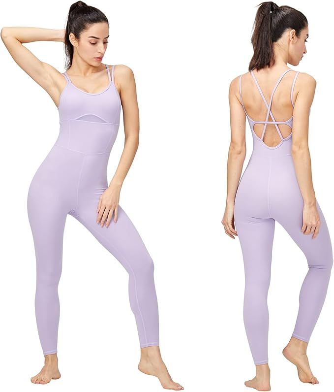 LOVESOFT Women's Sleevesless Bodysuit Dance Unitard, Backless Bodycon Rompers Jumpsuits for Worko... | Amazon (US)