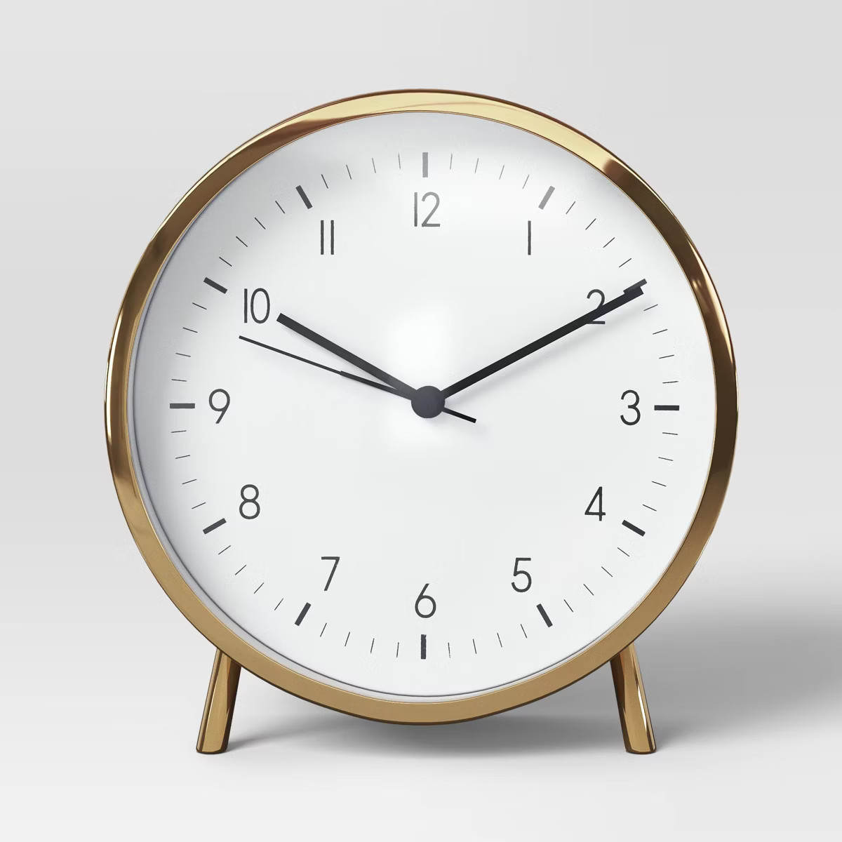 6" Mantle Clock with Alarm Brass - Threshold™: Modern White Face, Table & Desk Timepiece | Target
