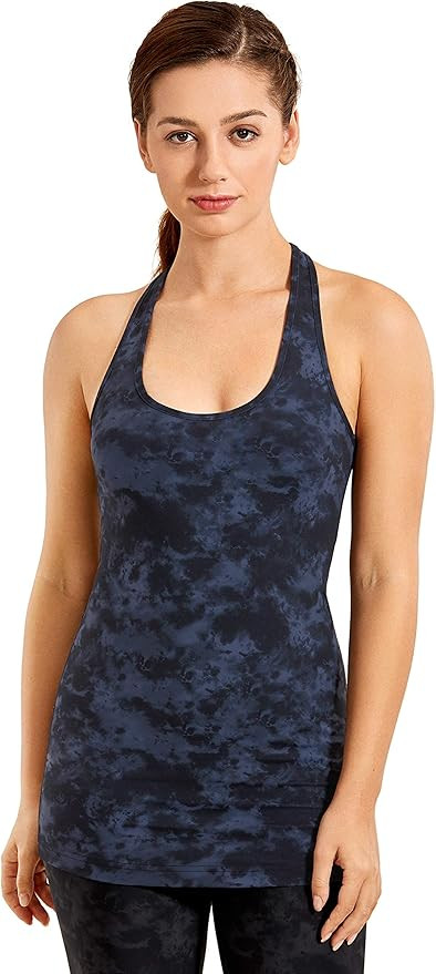 CRZ YOGA Racerback Workout Tank Tops for Women Long Athletic Yoga Tops Sleeveless Shirts Slim Fit | Amazon (US)