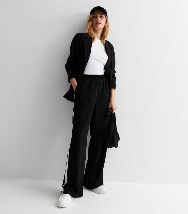 Black Side Stripe Wide Leg Trousers
						
						Add to Saved Items
						Remove from Saved Items | New Look (UK)