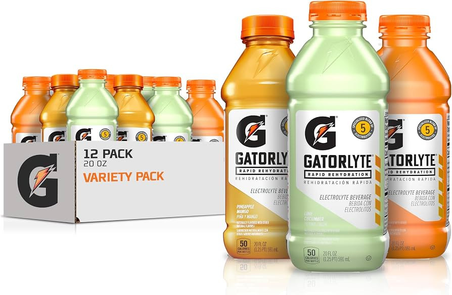 Gatorlyte Rapid Rehydration Electrolyte Drink, 3 Flavor Variety Pack, 20 fl oz Bottles (12 Pack),... | Amazon (US)