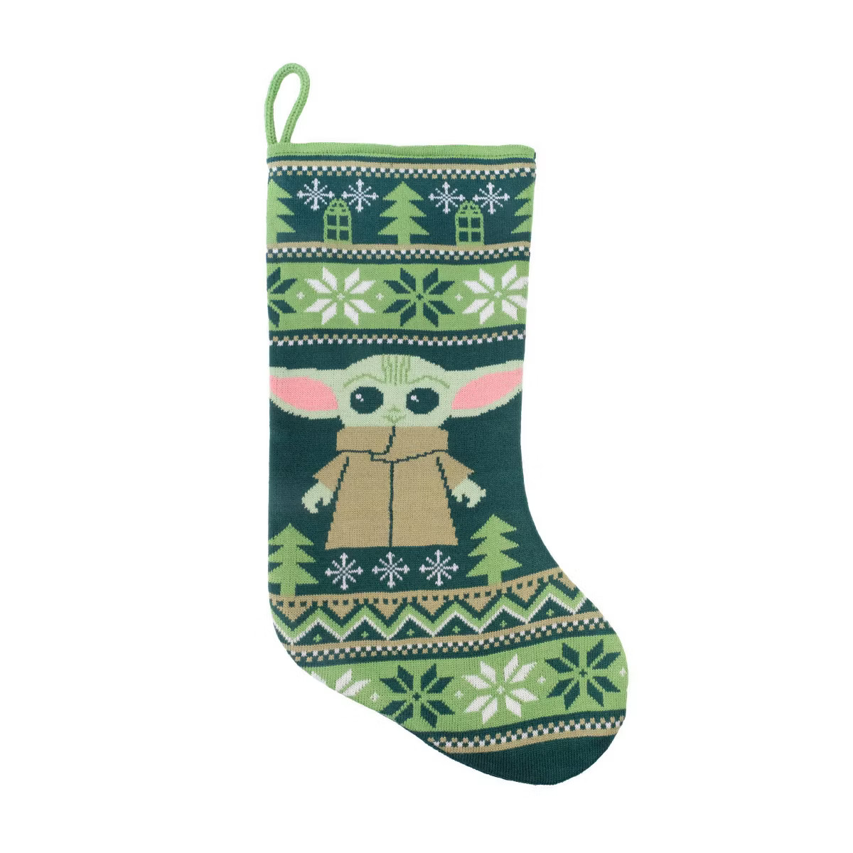 19" Star Wars:  The Mandalorian Grogu Knit Christmas Stocking Green | Target
