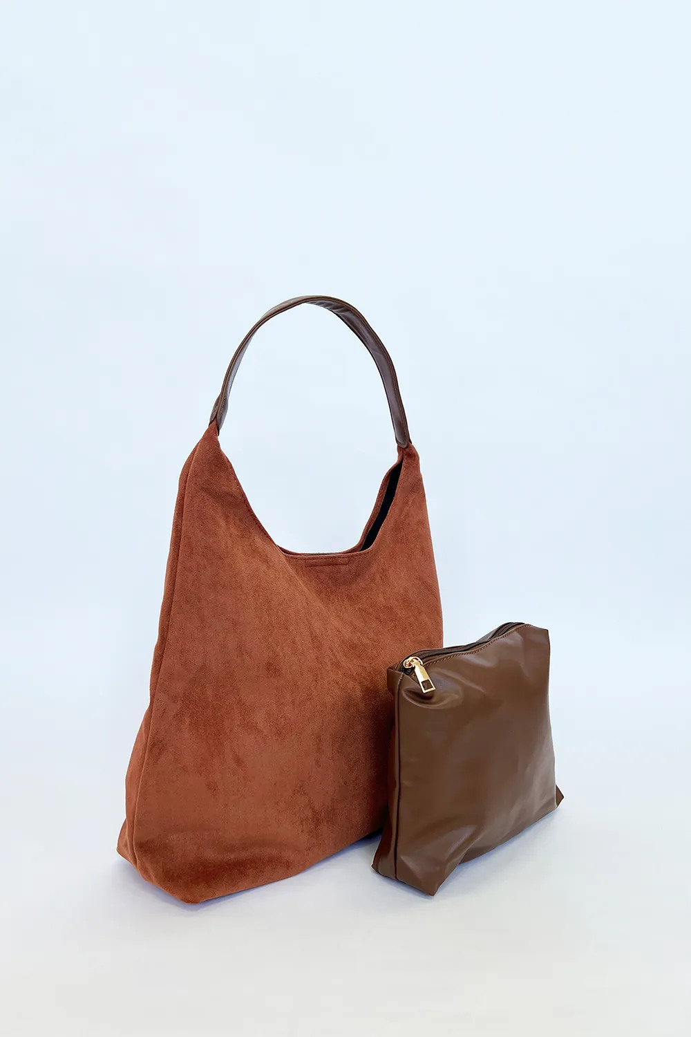 Suede Hobo Shoulder Bag in Tan | Boohoo.com (UK & IE)