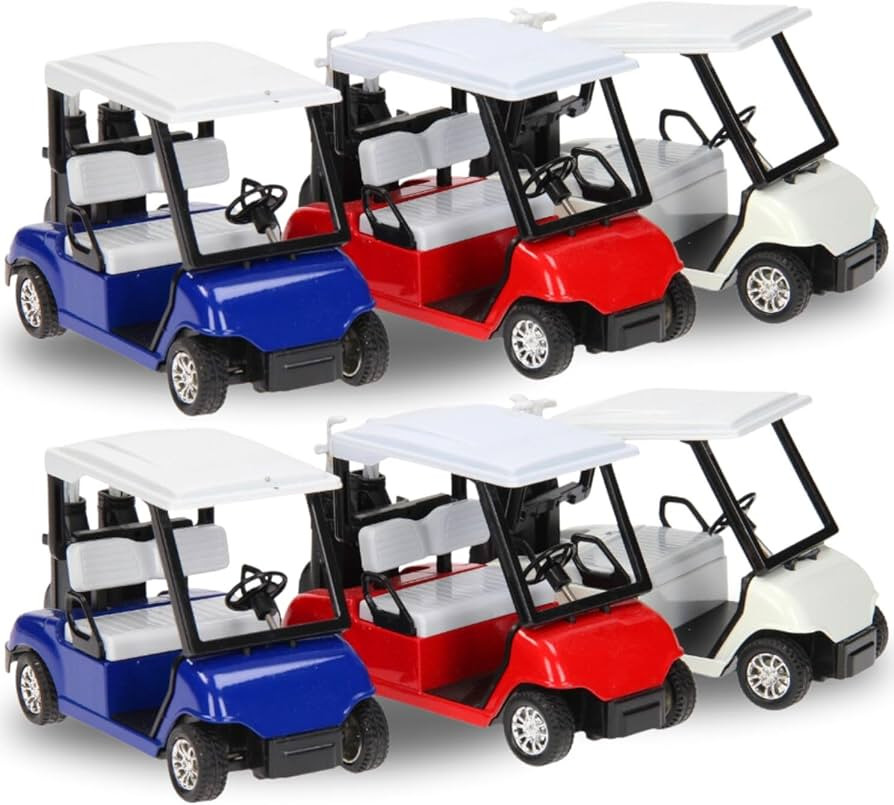 6 Pack: Diecast Golf Carts Toy with Clubs, Alloy Metal Mini Model 1:20 Scale Golfcart Pullback Ve... | Amazon (US)
