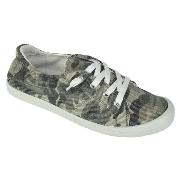 Soda Flat Women Shoes Linen Canvas Slip On Sneakers Lace Up Style Loafers ZIG-S Camouflage Print ... | Walmart (US)