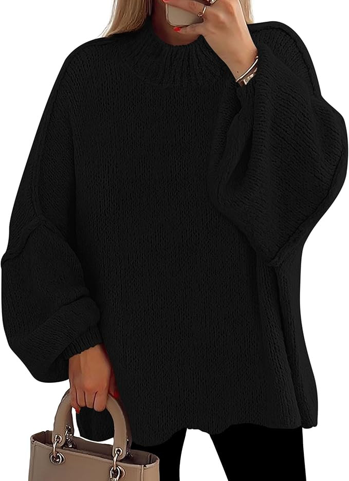 PRETTYGARDEN Women's 2025 Fall Oversized Sweaters Chunky Knit Mock Neck Long Sleeve Casual Trendy... | Amazon (US)