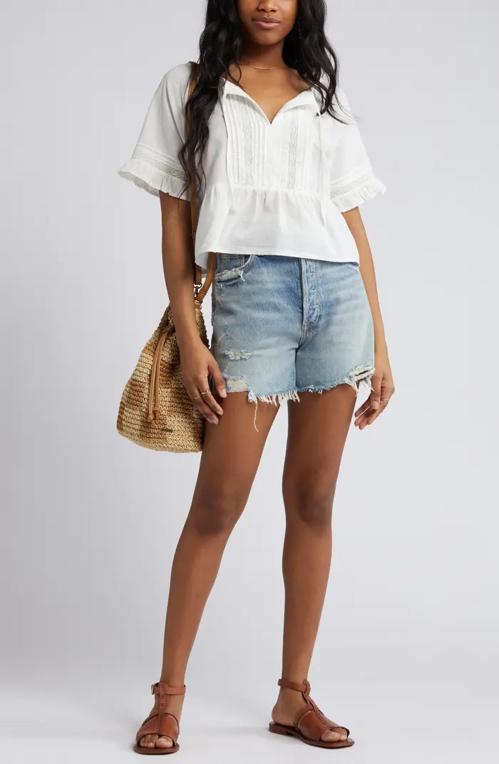 Lace Trim Cotton Top | Nordstrom