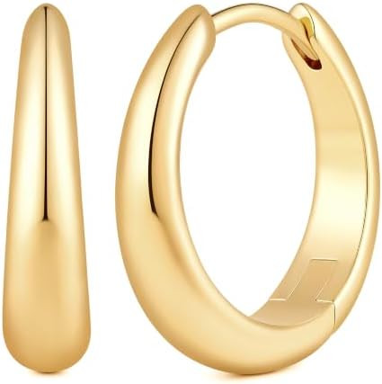 Gold Huggie Hoop Earrings Thick Chunky Gold Hoop Earrings Small 14K Gold Hoop Earrings for Women ... | Amazon (US)