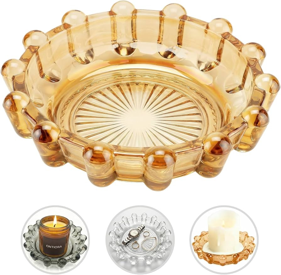 Bubble Smoky Glass Candle Holder \u2013 Modern Anthropologie-Inspired Decor Dish for Small Candle... | Amazon (US)