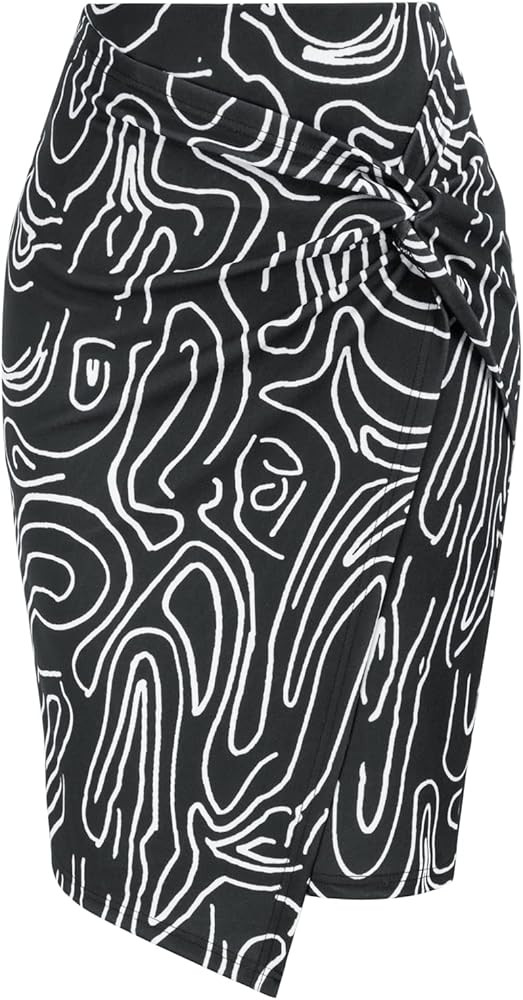 Kate Kasin Wear to Work Pencil Skirts for Women Elastic High Waist Wrap Front | Amazon (US)