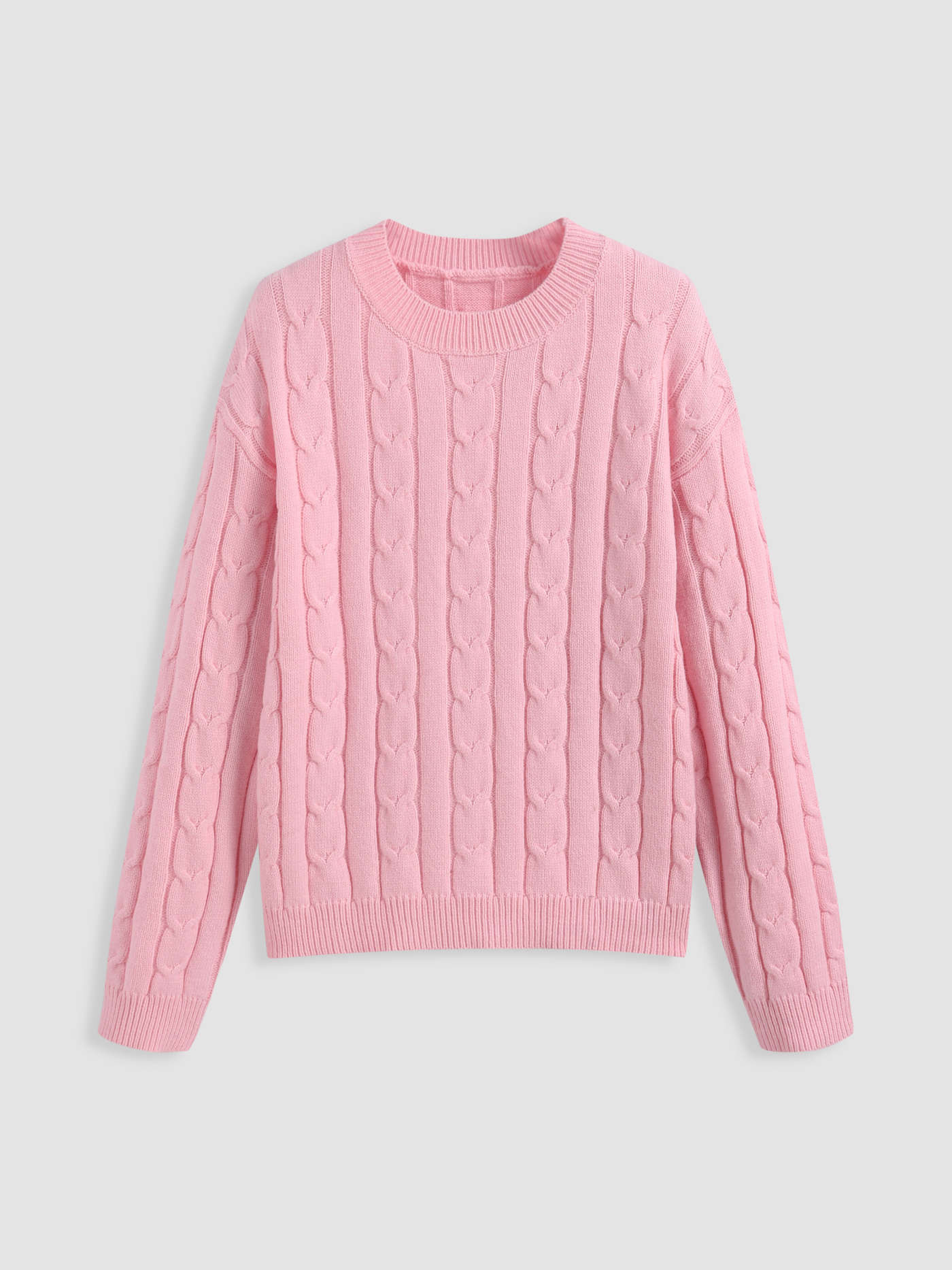 Cable Knit Wool-blend Round Neckline Solid Sweater | Cider