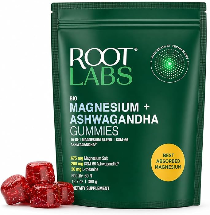 ROOT LABS Magnesium Glycinate Gummies 675mg | Multi-Form Liposomal Magnesium Salt, Ashwagandha, L... | Amazon (US)