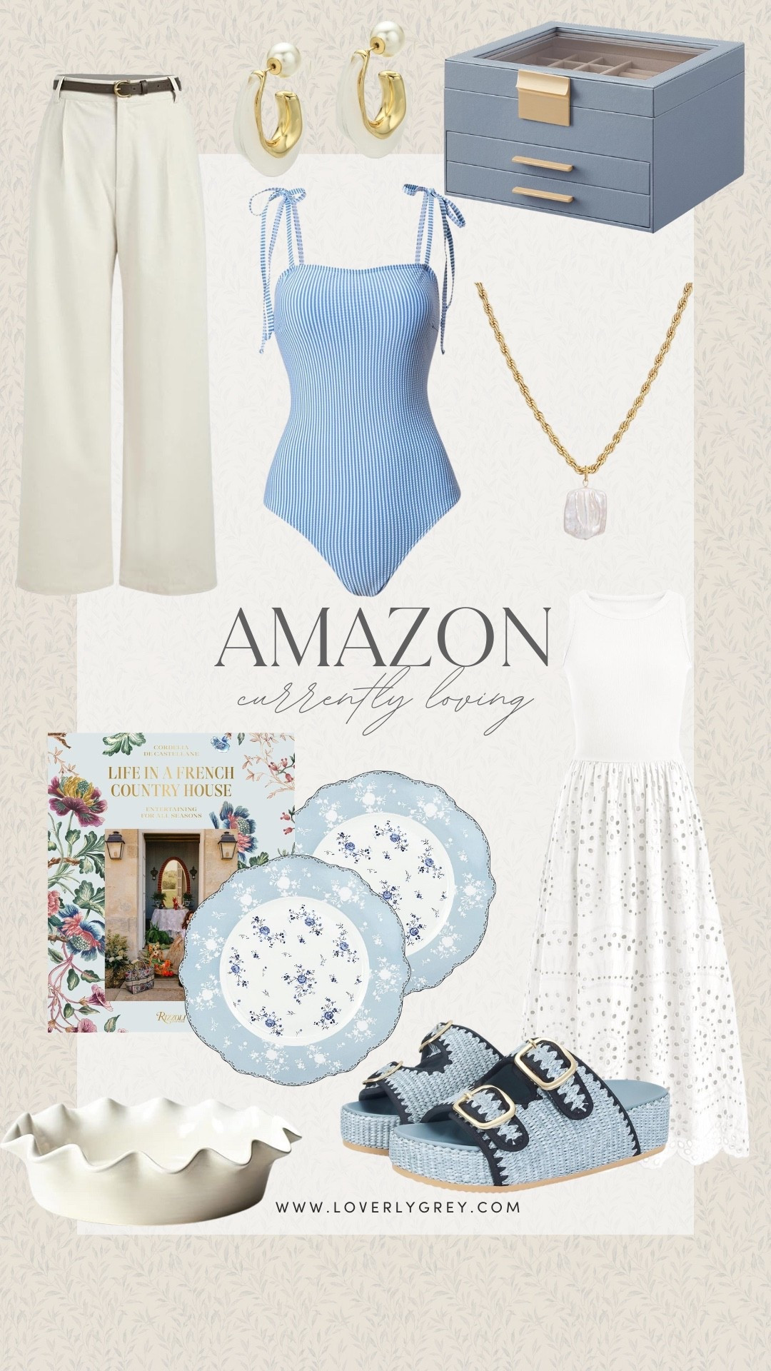 Amazon finds that I’m currently loving! For home decor the floral coffee table book and gorgeous plates are a must-have! I am loving the blue slides, white dress, and blue swimsuit for fashions finds! 

#LTKdayinmylife #LTKgrwm #LTKootd