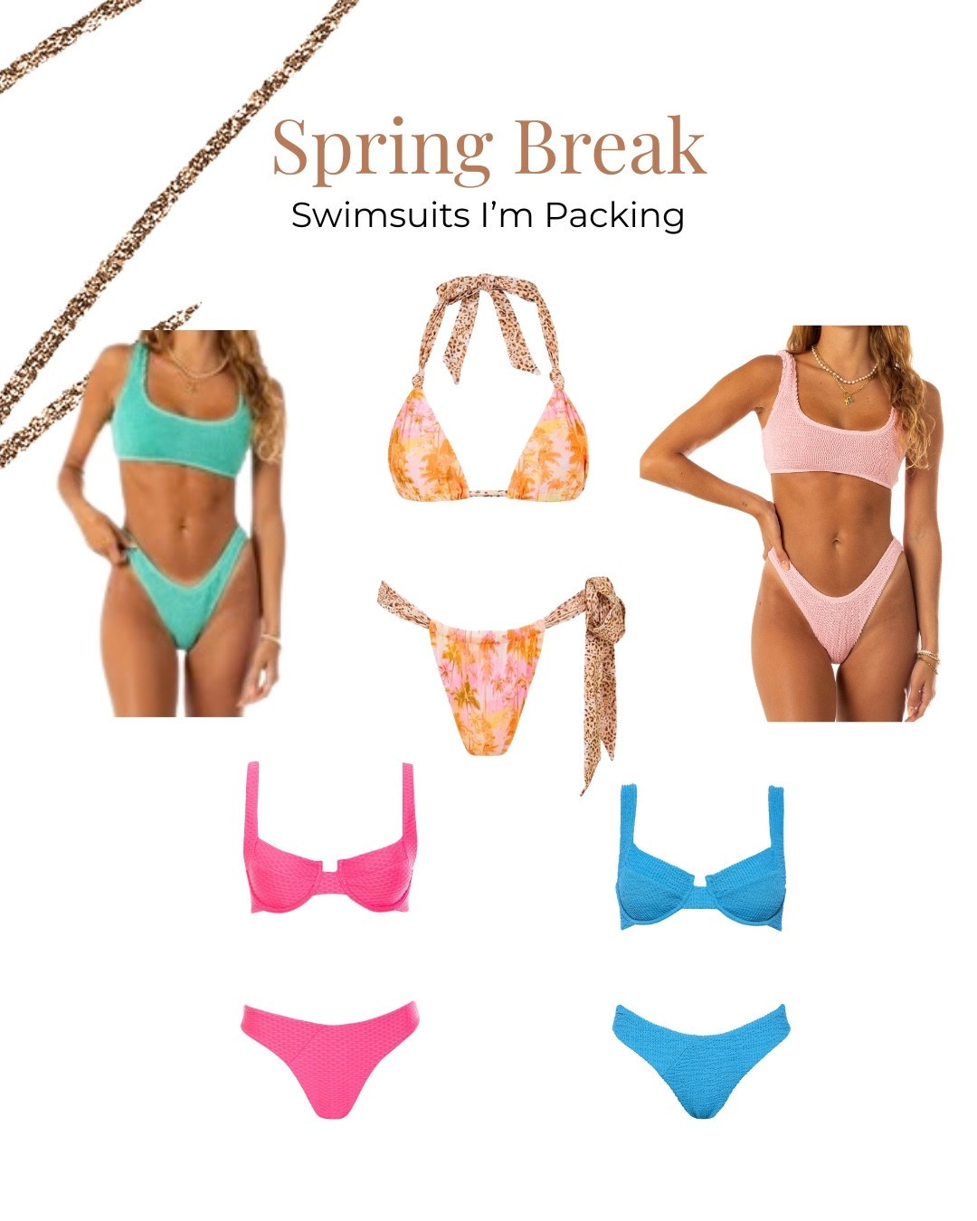 Full spring break mode. Swimsuits I’m packing! Sizing: Honey Swim L top & M bottom, Vetchy MDD+ top M bottom, Kulani XL top L bottomm

#LTKSeasonal #LTKActive #LTKSwim