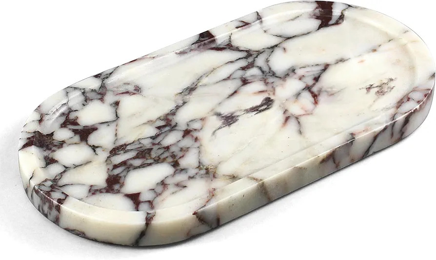 100% Real Natural Marble Tray for Bathroom, Luxury Calacatta Viola Stone Vanity Tray, Decorative ... | Amazon (US)