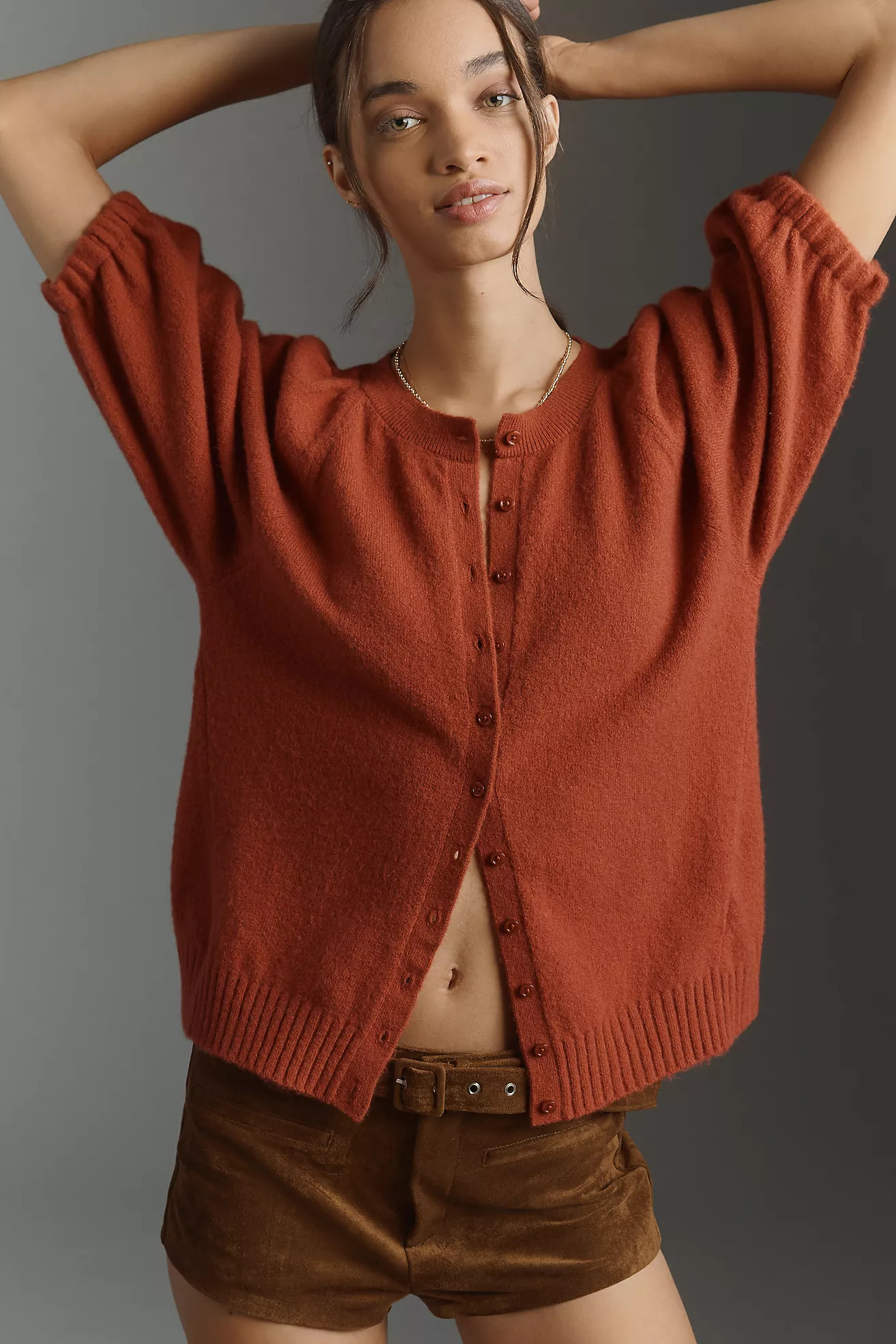 By Anthropologie Puff-Sleeve Cardigan Sweater | Anthropologie (US)