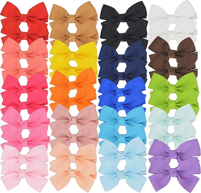 Fully Lined Small Hair bows Clip for Baby Girl Toddler Teenagers Fine Hair | Amazon (US)